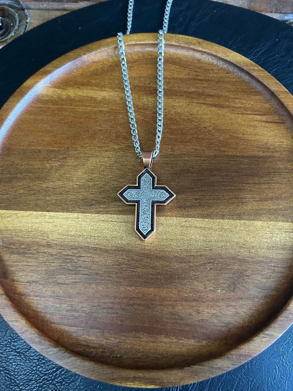 Men's Twister Copper Cross Necklace-Necklaces-M & F Western Products-Lucky J Boots & More, Women's, Men's, & Kids Western Store Located in Carthage, MO