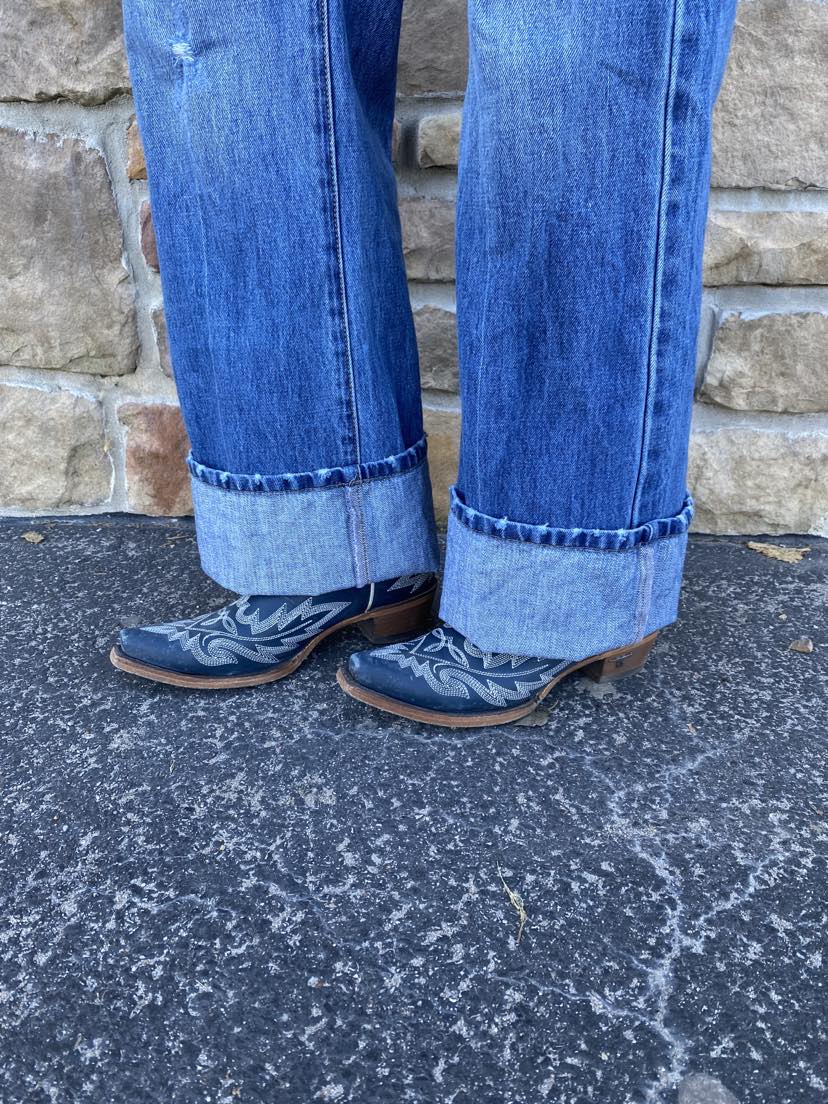 Lane Boots Lexington Booties in Distressed Midnight Blue-Women's Booties-Lane Boots-Lucky J Boots & More, Women's, Men's, & Kids Western Store Located in Carthage, MO