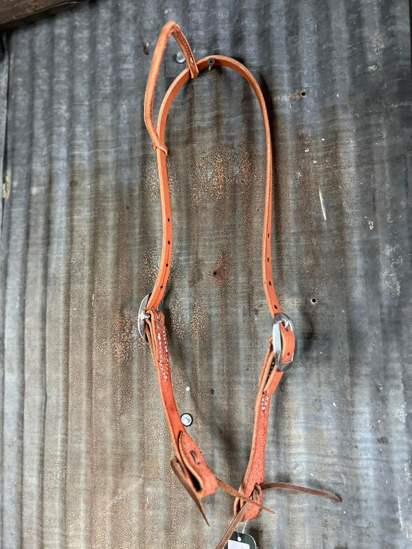 Rolled Ear w/ Tie Roughout Chestnut Hardware - R001150-Bridle-Berlin Leather-Lucky J Boots & More, Women's, Men's, & Kids Western Store Located in Carthage, MO