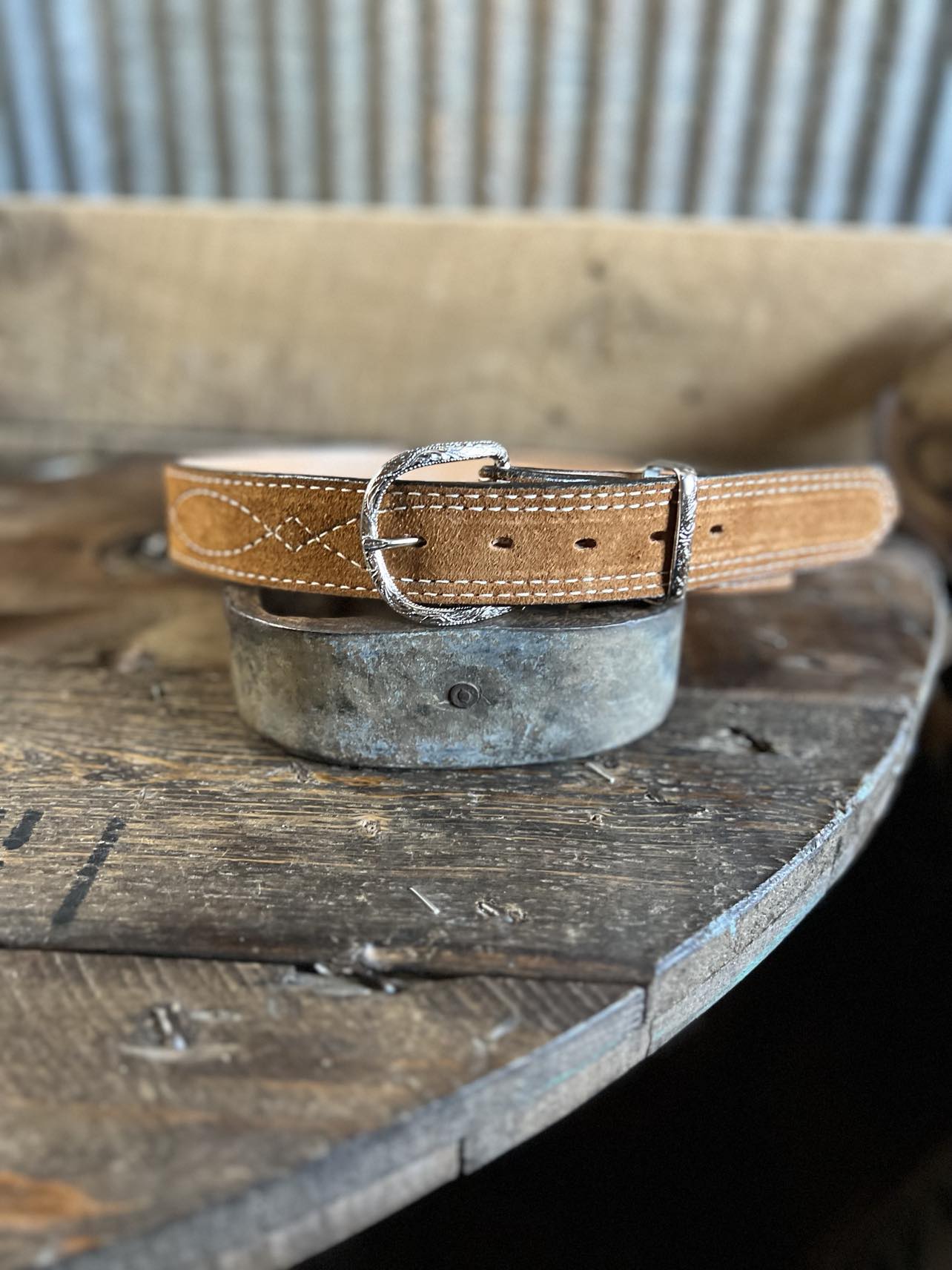 B1196 - Toast Suede Belt-Belts-DOUBLE J SADDLERY-Lucky J Boots & More, Women's, Men's, & Kids Western Store Located in Carthage, MO