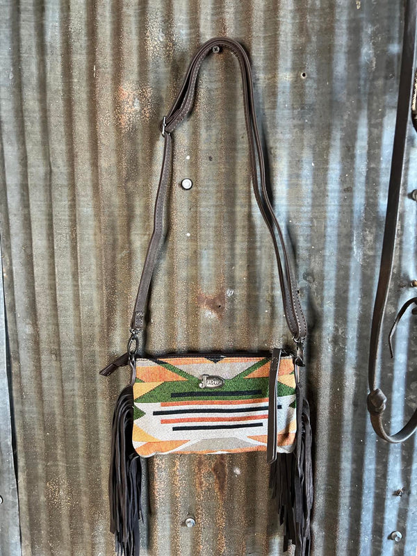 Justin North South Small Crossbody W/ Southwest Jacquard Desert Tones-Handbags-TRENDITIONS-Lucky J Boots & More, Women's, Men's, & Kids Western Store Located in Carthage, MO