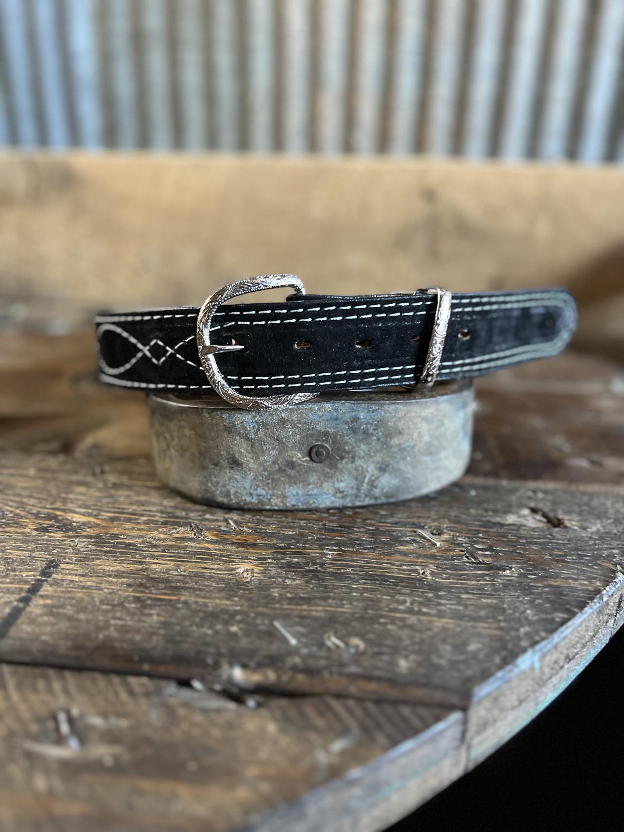 B1194 - Black Suede Belt-Belts-DOUBLE J SADDLERY-Lucky J Boots & More, Women's, Men's, & Kids Western Store Located in Carthage, MO
