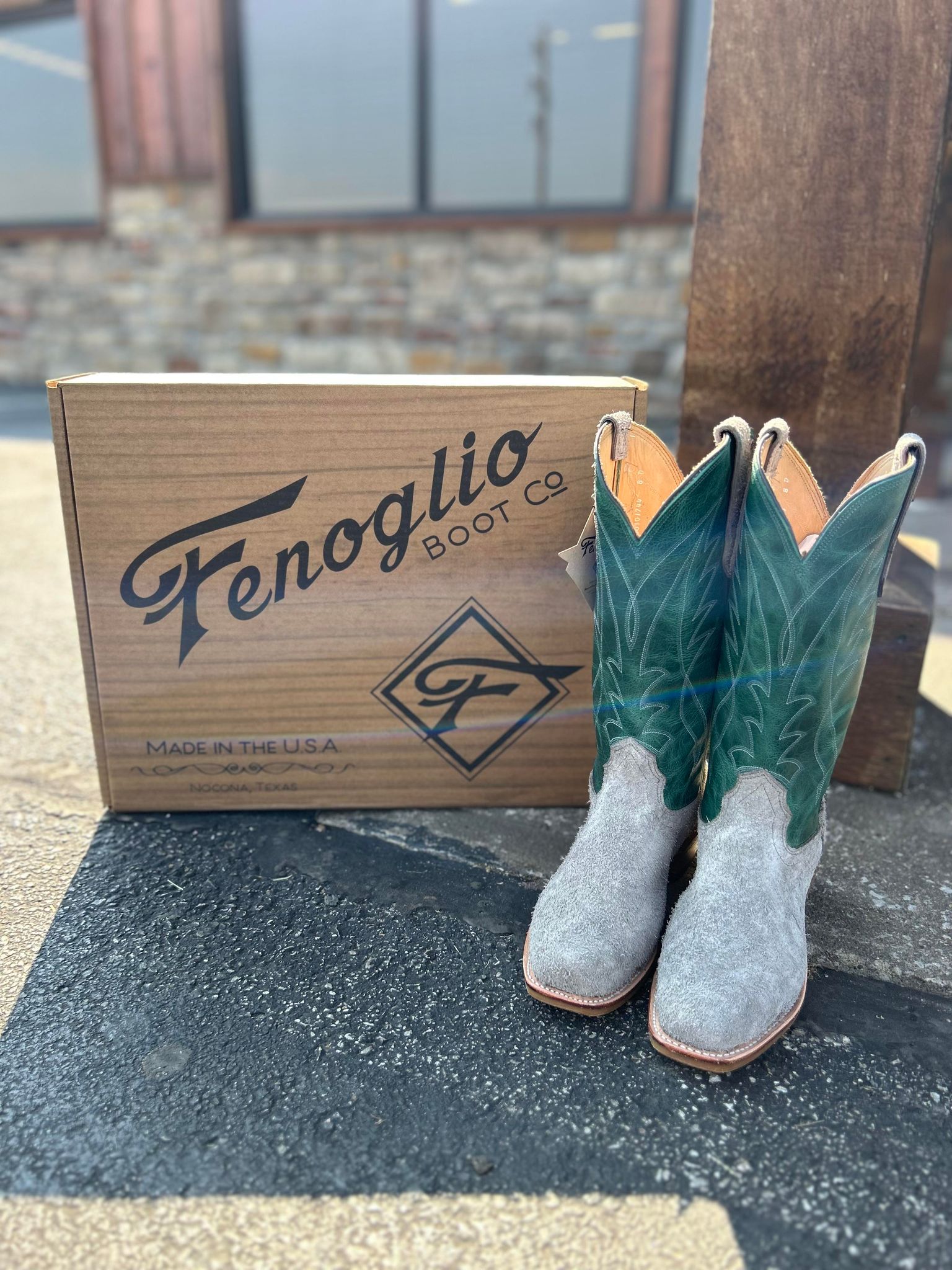 Men's Fenoglio Blue Eagle Roughout W/ Green Mezkite-Men's Boots-Fenoglio Boots-Lucky J Boots & More, Women's, Men's, & Kids Western Store Located in Carthage, MO
