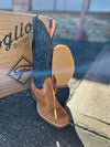 Fenoglio Womens Tan Fuji Roughout W/ Blue Troya-Women's Boots-Fenoglio Boots-Lucky J Boots & More, Women's, Men's, & Kids Western Store Located in Carthage, MO