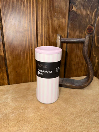BruMate Strawberries & Cream, pink striped tumbler, insulated cup collection, BruMate Era, leak-proof tumbler, pink coffee mug, stylish hydration, Hopsulator Slim pink