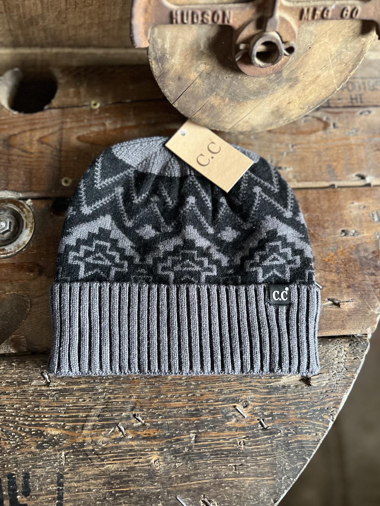 C.C Cuffed Southwestern Print Beanie-Beanie/Gloves-C.C Beanies-Lucky J Boots & More, Women's, Men's, & Kids Western Store Located in Carthage, MO