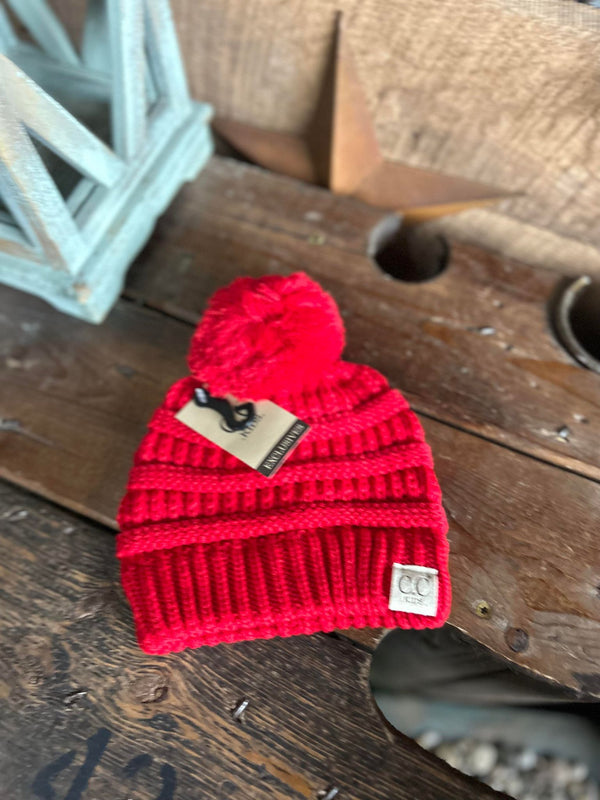 C.C Kids Solid Pom Beanie-Beanie/Gloves-C.C Beanies-Lucky J Boots & More, Women's, Men's, & Kids Western Store Located in Carthage, MO