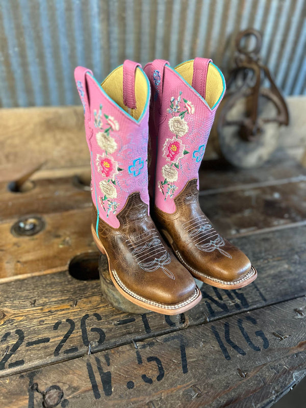 Macie Bean Kids Honey Bunch/Rose Lizard Print Boots-Kids Boots-Anderson Bean-Lucky J Boots & More, Women's, Men's, & Kids Western Store Located in Carthage, MO