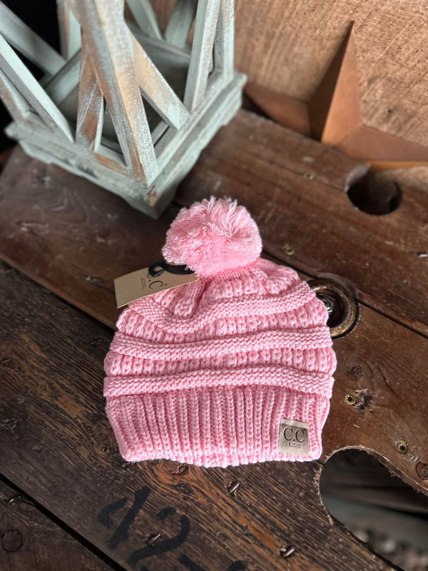 C.C Kids Solid Pom Beanie-Beanie/Gloves-C.C Beanies-Lucky J Boots & More, Women's, Men's, & Kids Western Store Located in Carthage, MO