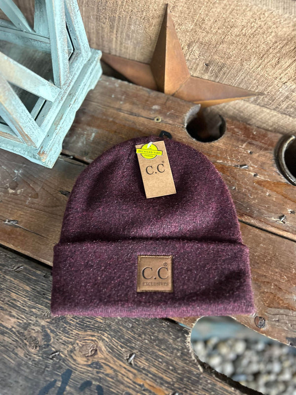 Unisex Soft Ribbed Leather Patch C.C. Beanie-Beanie/Gloves-C.C Beanies-Lucky J Boots & More, Women's, Men's, & Kids Western Store Located in Carthage, MO