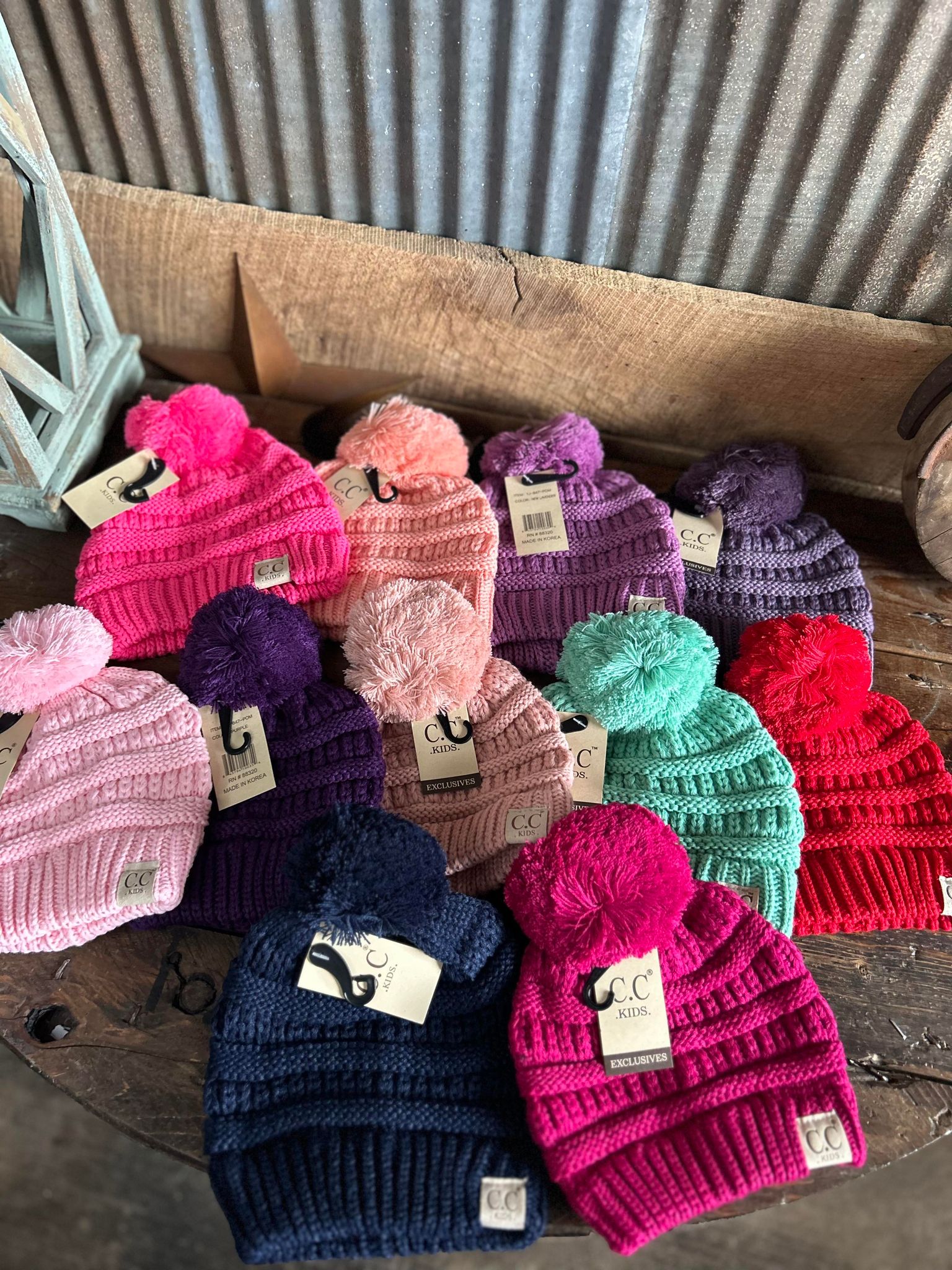 C.C Kids Solid Pom Beanie-Beanie/Gloves-C.C Beanies-Lucky J Boots & More, Women's, Men's, & Kids Western Store Located in Carthage, MO