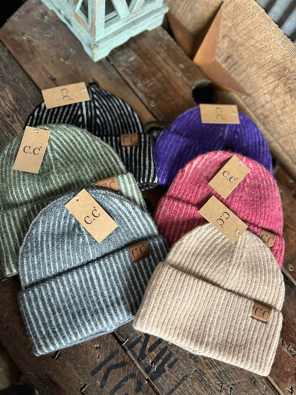 C.C Striped Cuff Beanie-Beanie/Gloves-C.C Beanies-Lucky J Boots & More, Women's, Men's, & Kids Western Store Located in Carthage, MO