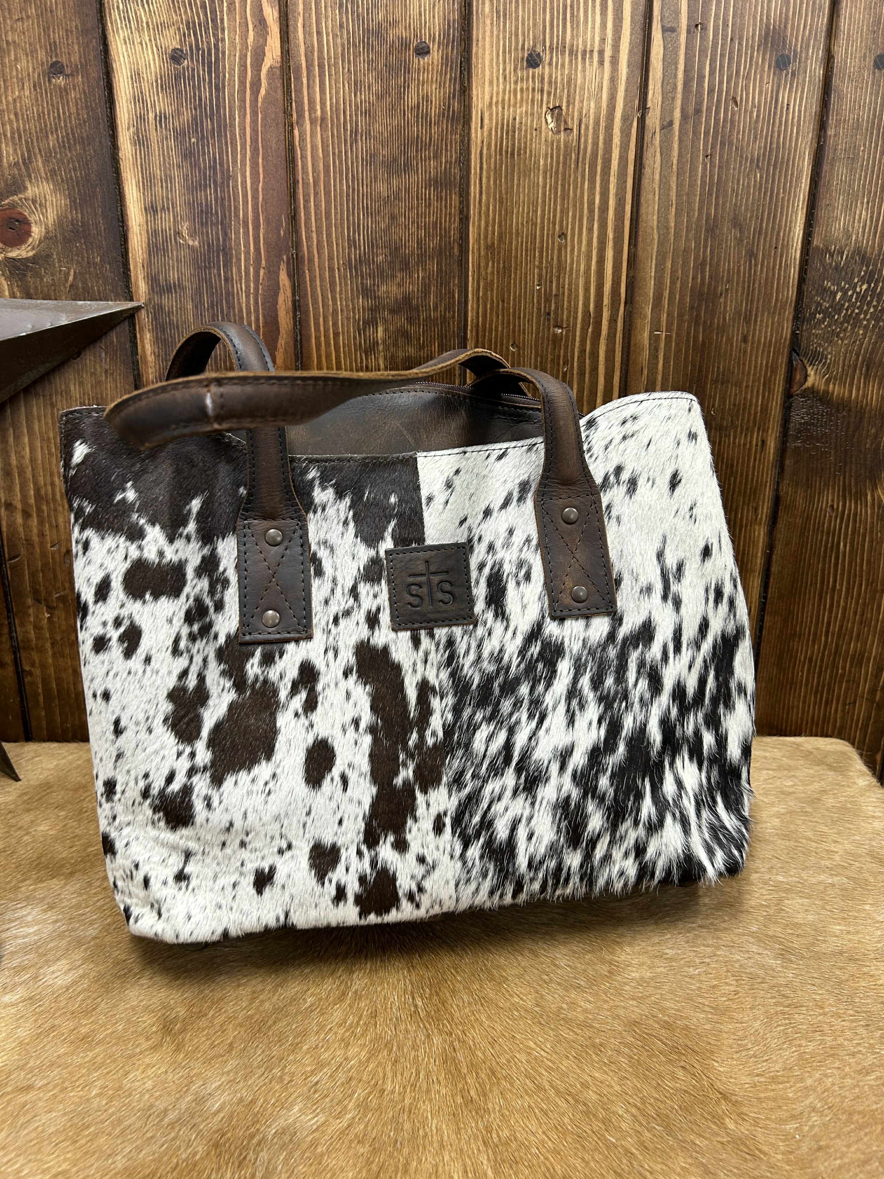 STS Cowhide Joise Tote-Handbags-Carrol STS Ranchwear-Lucky J Boots & More, Women's, Men's, & Kids Western Store Located in Carthage, MO