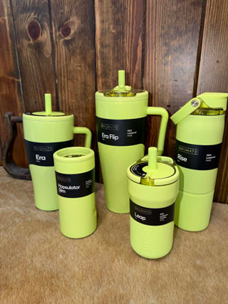 BruMate, Lemon Lime Shimmer, insulated tumblers, Hopsulator Slim, Era Straw Tumbler, leakproof drinkware, neon water bottle, triple-insulated coolers, Shimmer Collection.