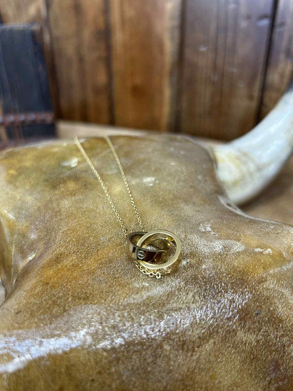 Double Ring Necklace-Necklaces-LJ Fashion Jewelry-Lucky J Boots & More, Women's, Men's, & Kids Western Store Located in Carthage, MO