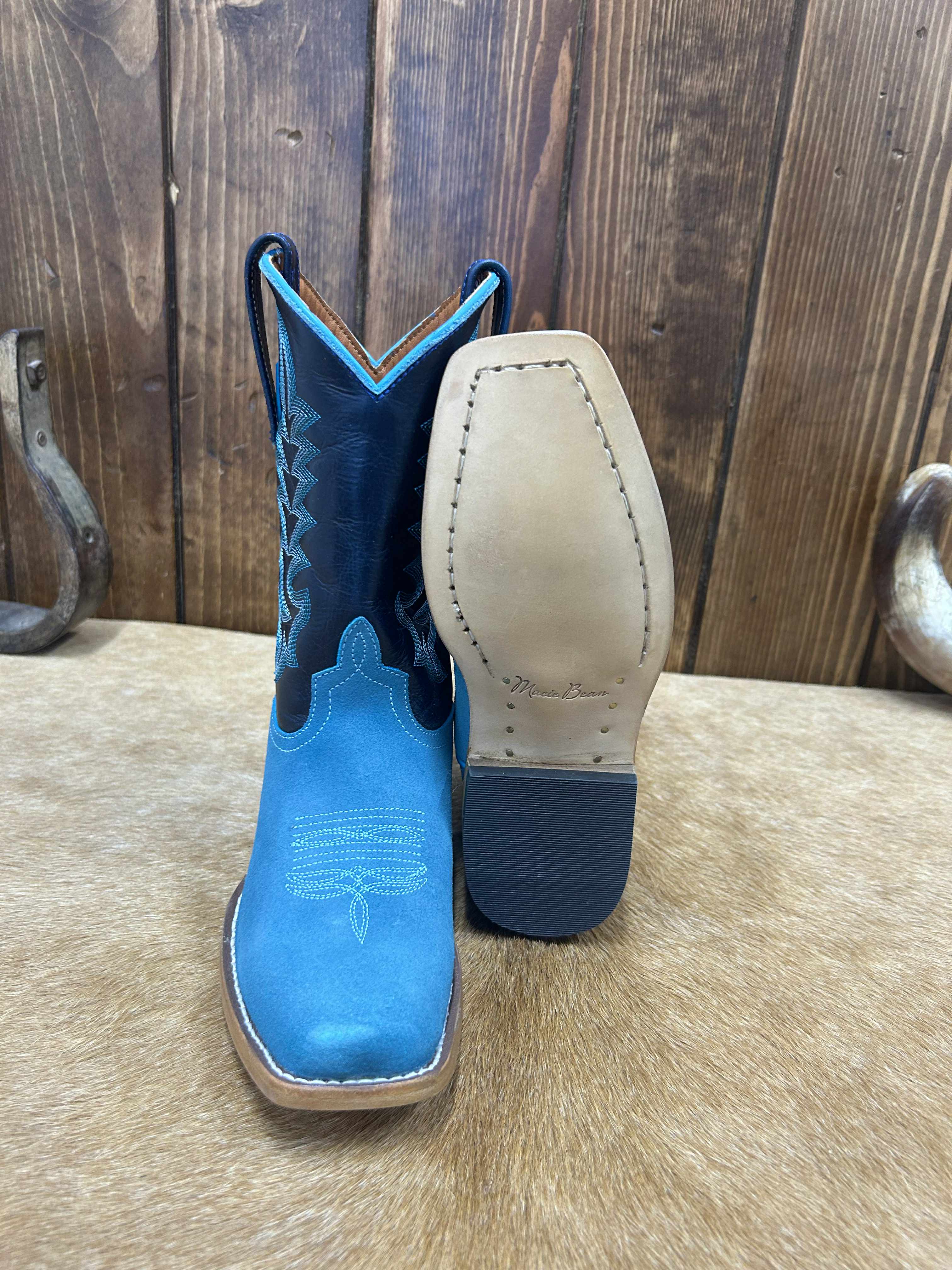 Kid's Macie Bean Turquoise Suede Boot-Kids Boots-Macie Bean-Lucky J Boots & More, Women's, Men's, & Kids Western Store Located in Carthage, MO