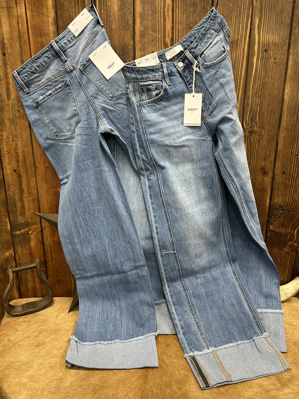 Vervet Claire High Rise Cuffed Wide Leg Jean