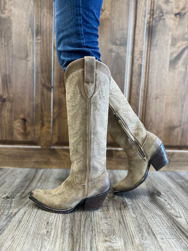 Womens Ariat Laramie Stretchfit Boot in Distressed Dijon Suede-Women's Boots-Ariat-Lucky J Boots & More, Women's, Men's, & Kids Western Store Located in Carthage, MO