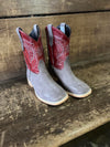 R Watson Kids Charcoal Rough Out/ Dark Cherry Cowhide-Kids Boots-R. Watson-Lucky J Boots & More, Women's, Men's, & Kids Western Store Located in Carthage, MO