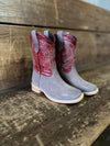 R Watson Kids Charcoal Rough Out/ Dark Cherry Cowhide-Kids Boots-R. Watson-Lucky J Boots & More, Women's, Men's, & Kids Western Store Located in Carthage, MO