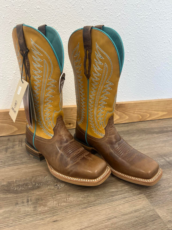 Women's Ariat Belmont Tumbled Brown/ Mustard-Women's Boots-Ariat-Lucky J Boots & More, Women's, Men's, & Kids Western Store Located in Carthage, MO