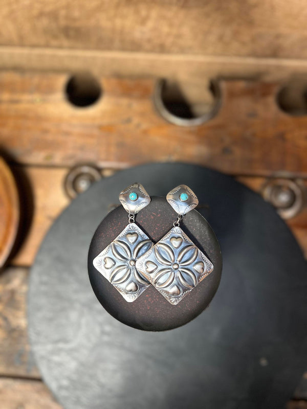 The Queen of Hearts Earring-Earrings-LJ Turquoise-Lucky J Boots & More, Women's, Men's, & Kids Western Store Located in Carthage, MO