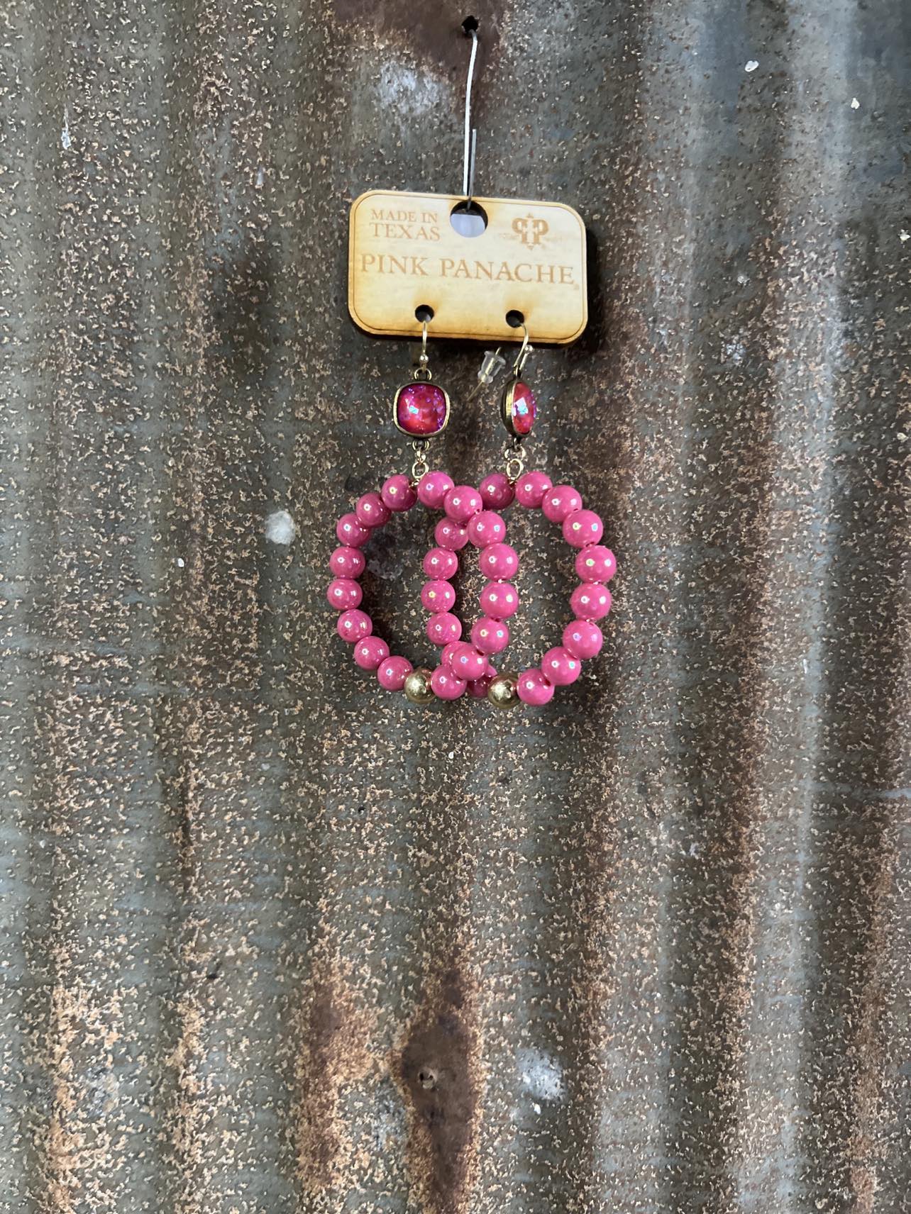 Pink Panache Pink and Gold Circle Earrings-Earrings-Pink Panache-Lucky J Boots & More, Women's, Men's, & Kids Western Store Located in Carthage, MO