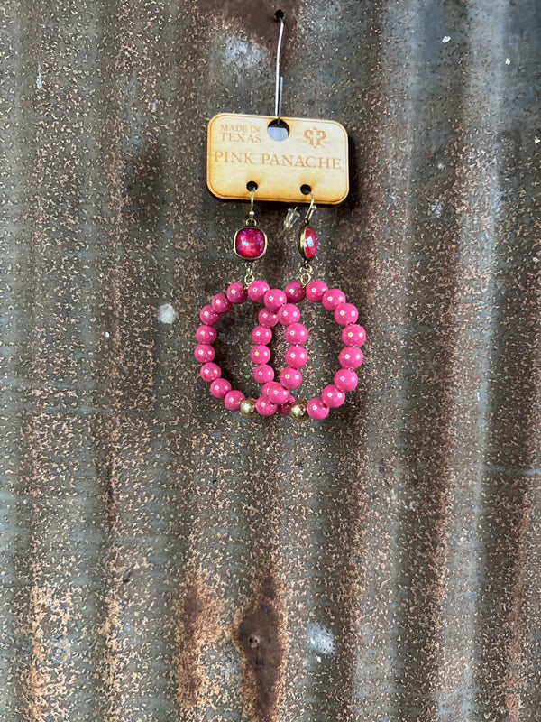 Pink Panache Pink and Gold Circle Earrings-Earrings-Pink Panache-Lucky J Boots & More, Women's, Men's, & Kids Western Store Located in Carthage, MO