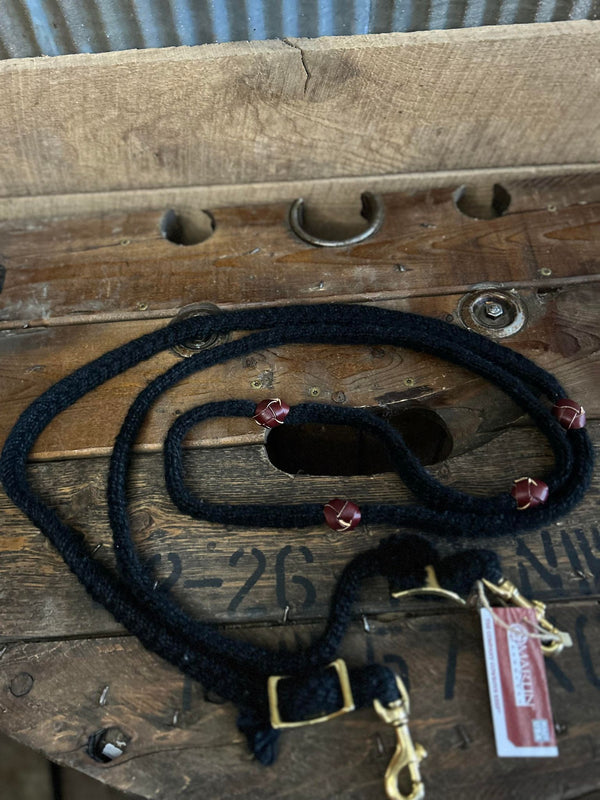 Braided Black Mohair Barrel Reins W/ Knots-Barrel Reins-Equibrand-Lucky J Boots & More, Women's, Men's, & Kids Western Store Located in Carthage, MO