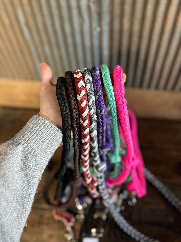 Braided Nylon Barrel Reins W/ Knots-Barrel Reins-Equibrand-Lucky J Boots & More, Women's, Men's, & Kids Western Store Located in Carthage, MO