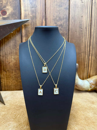 Gold Letterplate Necklace-Necklaces-LJ Fashion Jewelry-Lucky J Boots & More, Women's, Men's, & Kids Western Store Located in Carthage, MO