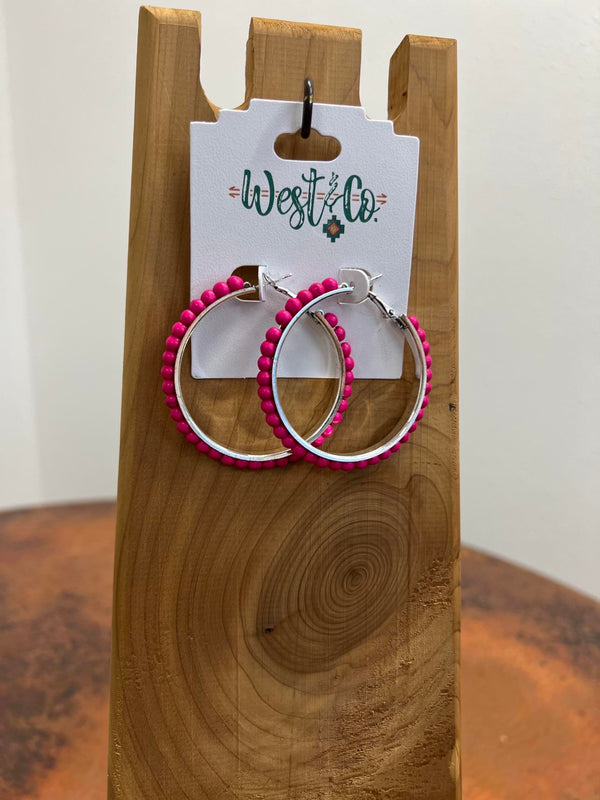 West & Co. Pink Hoop Earrings-Earrings-WEST & CO-Lucky J Boots & More, Women's, Men's, & Kids Western Store Located in Carthage, MO