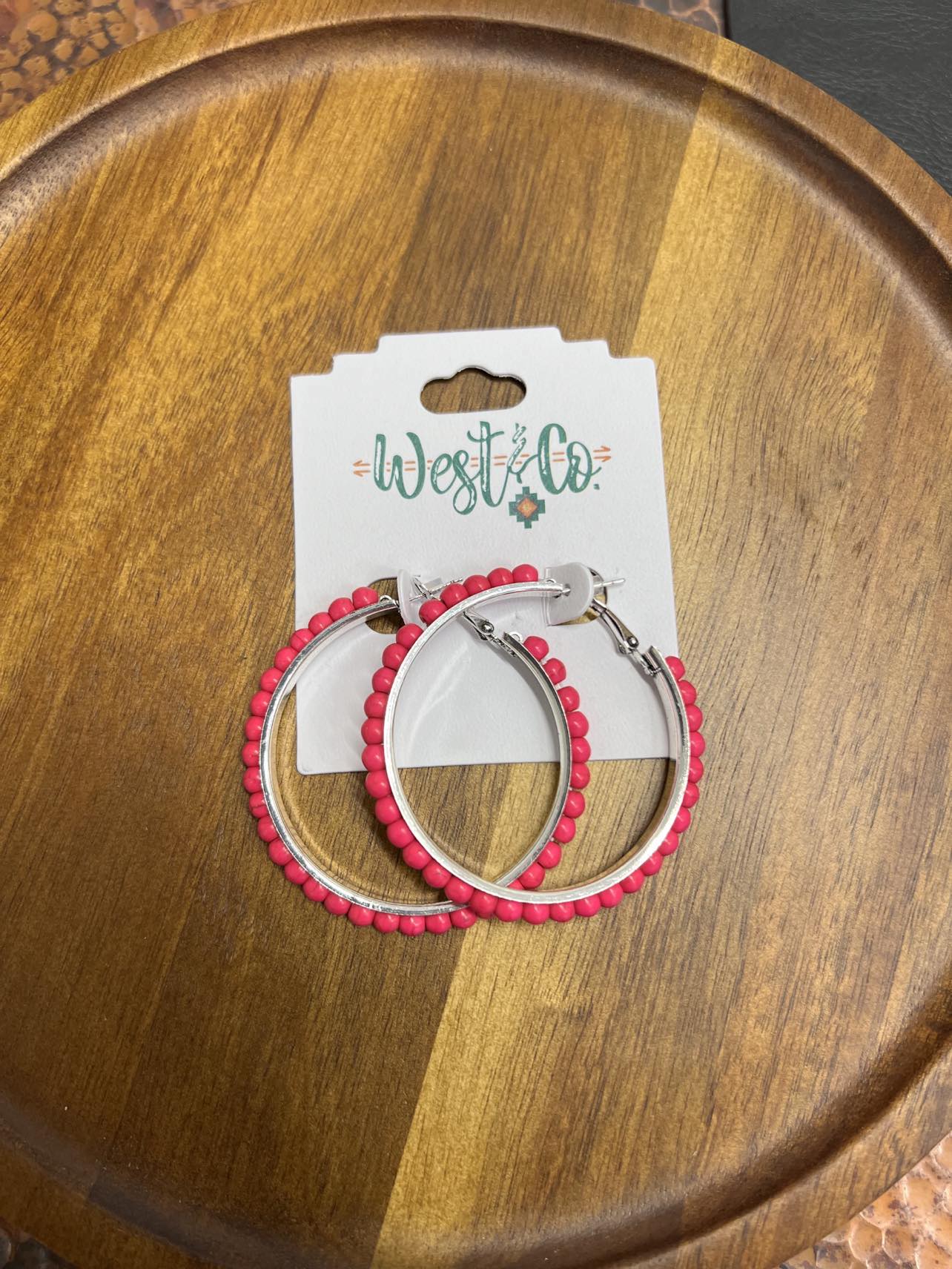 West & Co. Pink Hoop Earrings-Earrings-WEST & CO-Lucky J Boots & More, Women's, Men's, & Kids Western Store Located in Carthage, MO