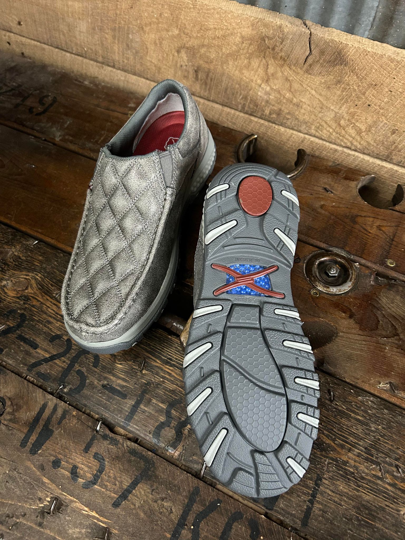 Twisted X Men's Slip-on Grey Driving Moc MXC0021-Men's Shoes-Twisted X Boots-Lucky J Boots & More, Women's, Men's, & Kids Western Store Located in Carthage, MO
