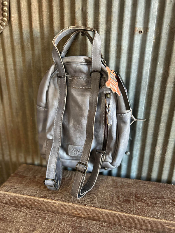 Never Mind Grey Leather Backpack NMBG119H-Backpacks-American Darling-Lucky J Boots & More, Women's, Men's, & Kids Western Store Located in Carthage, MO