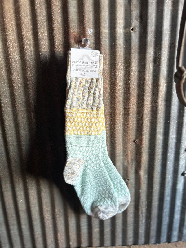 Weekend Gallery Textured Crew Socks-Socks-World's Softest Socks-Lucky J Boots & More, Women's, Men's, & Kids Western Store Located in Carthage, MO