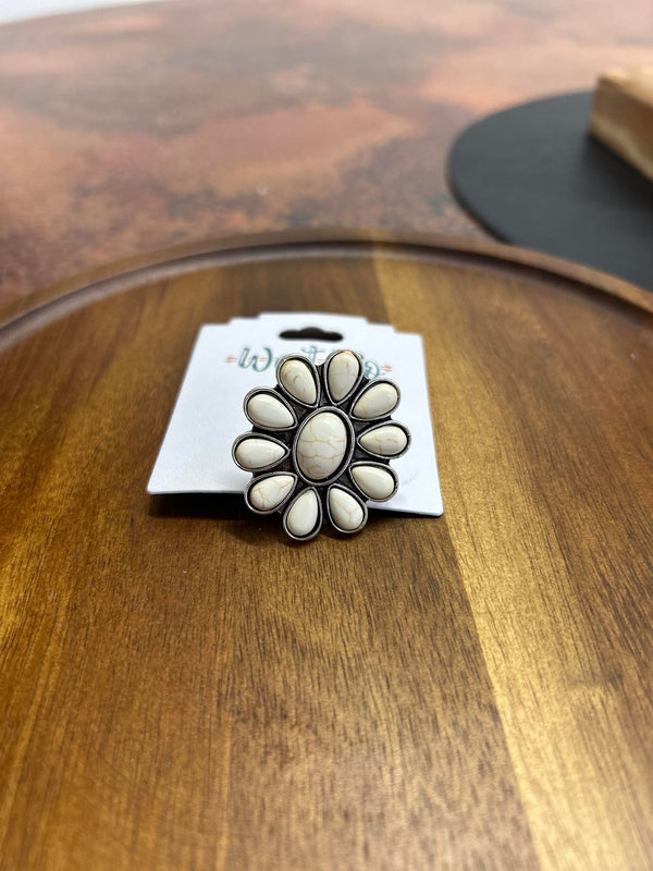West & Co. Flower Ring-Rings-WEST & CO-Lucky J Boots & More, Women's, Men's, & Kids Western Store Located in Carthage, MO