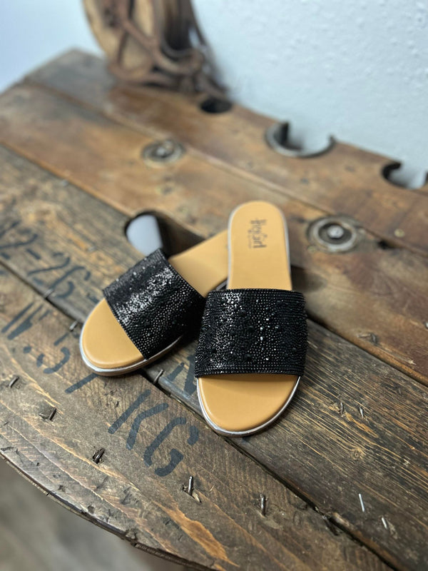 Corkys Pizzazz Sandals in Black Rhinestones-Sandals-Corkys Footwear-Lucky J Boots & More, Women's, Men's, & Kids Western Store Located in Carthage, MO