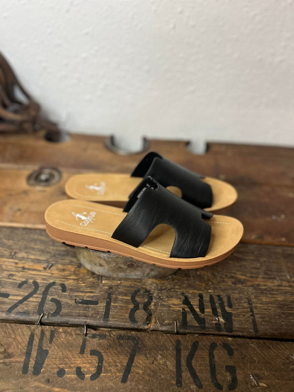 Corkys Bogalusa Sandals in Black Smooth-Sandals-Corkys Footwear-Lucky J Boots & More, Women's, Men's, & Kids Western Store Located in Carthage, MO
