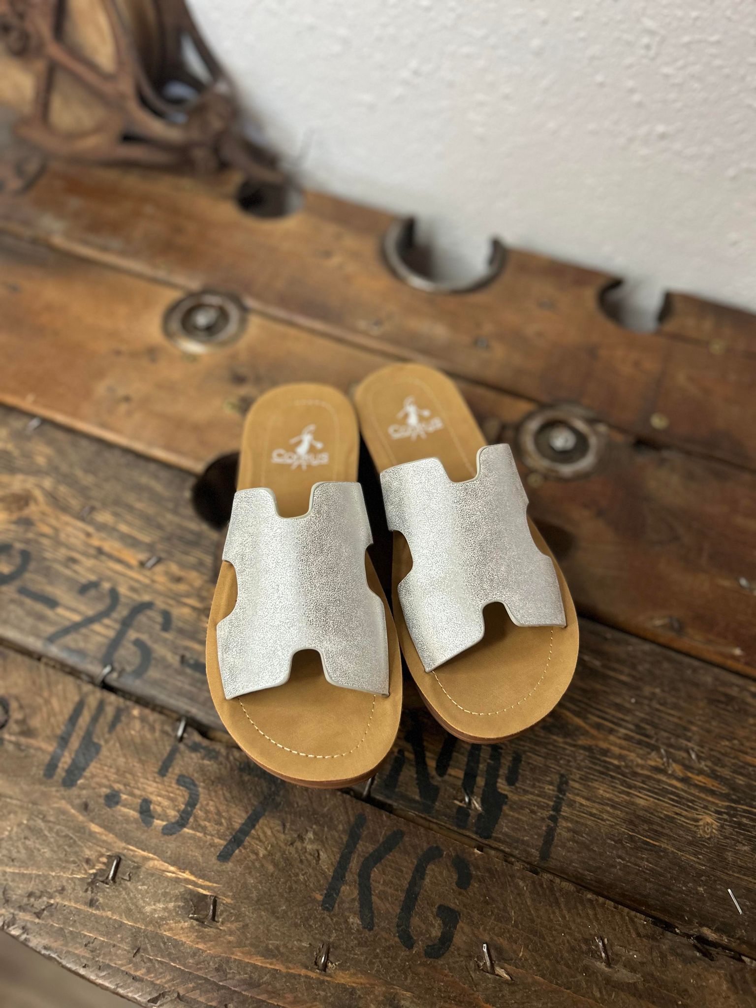 Corkys Bogalusa Sandals in New Silver Metallic *FINAL SALE*-Sandals-Corkys Footwear-Lucky J Boots & More, Women's, Men's, & Kids Western Store Located in Carthage, MO