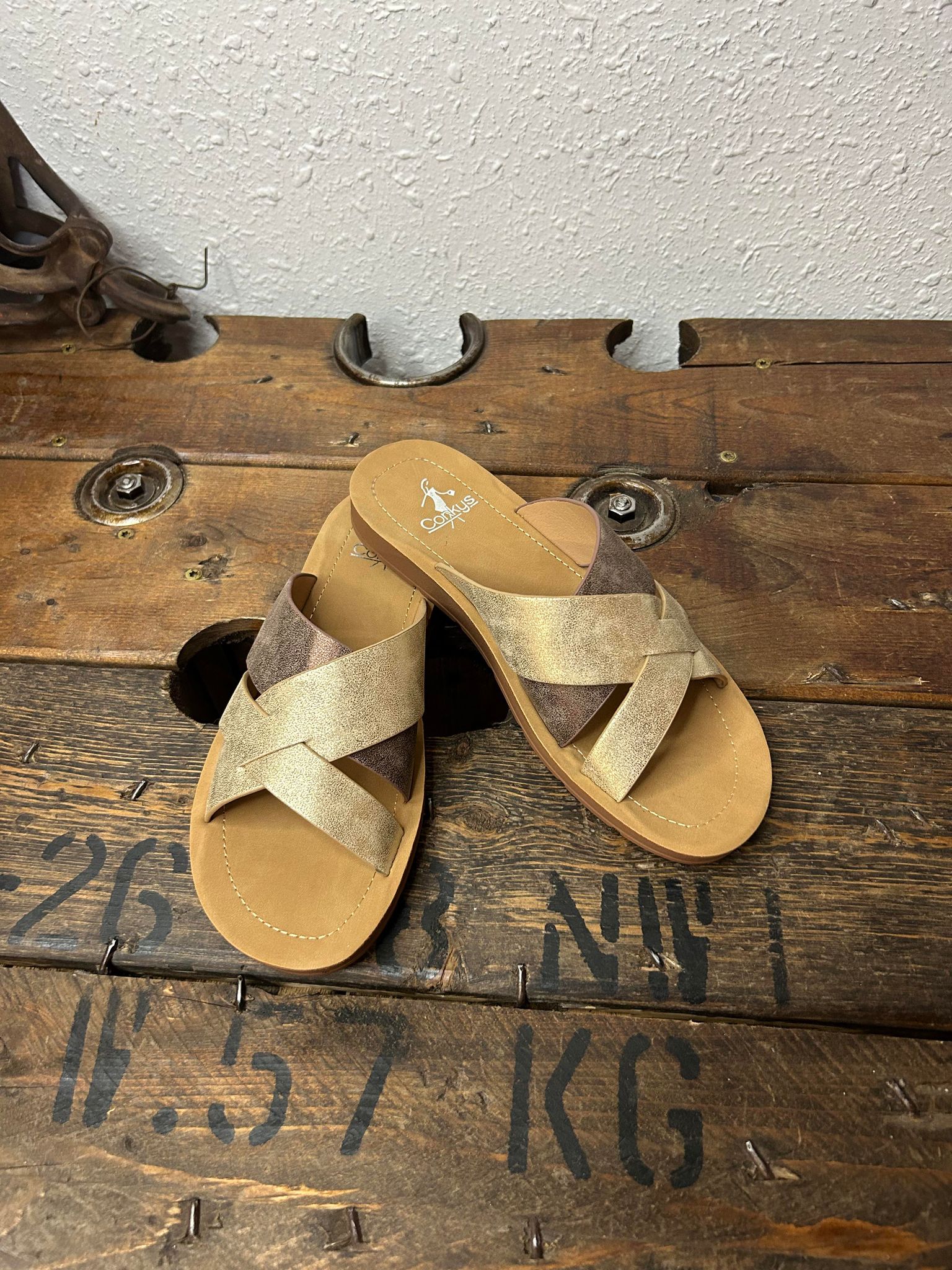 Corkys Charm Sandals in Bronze-Sandals-Corkys Footwear-Lucky J Boots & More, Women's, Men's, & Kids Western Store Located in Carthage, MO