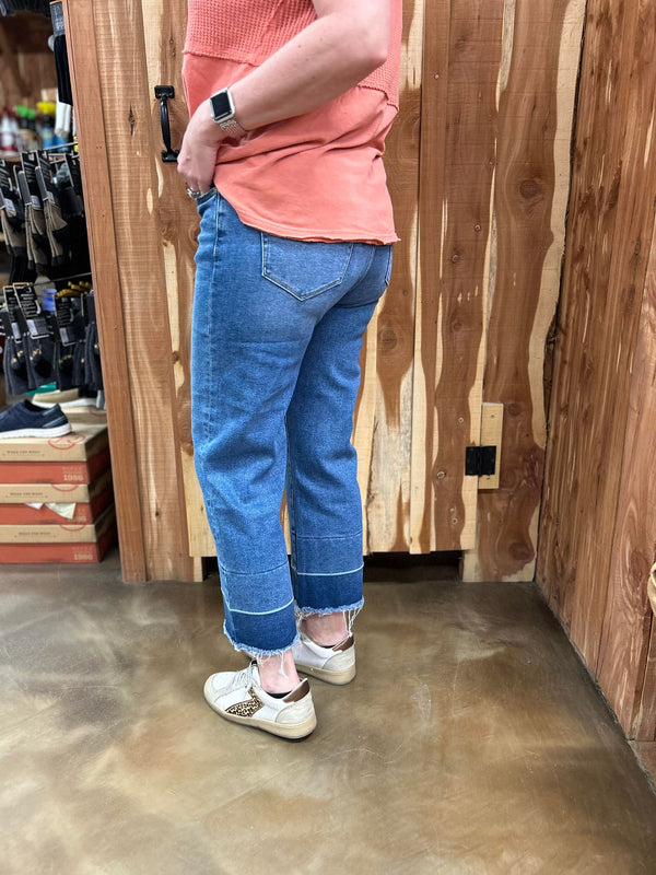Mica Denim Violet Straight Crop Jeans-Women's Denim-Mica Denim-Lucky J Boots & More, Women's, Men's, & Kids Western Store Located in Carthage, MO