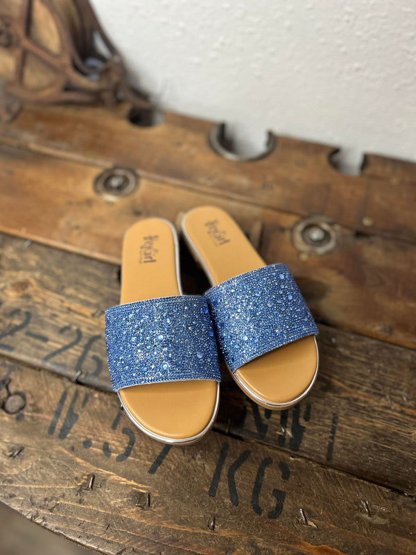 Corkys Pizzazz Sandals in Light Blue Rhinestones-Sandals-Corkys Footwear-Lucky J Boots & More, Women's, Men's, & Kids Western Store Located in Carthage, MO