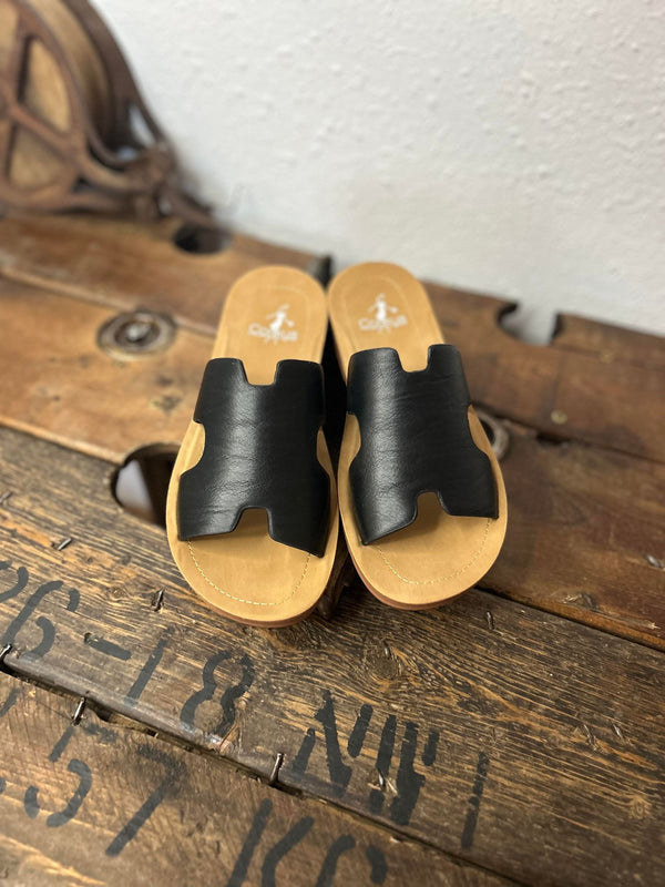 Corkys Bogalusa Sandals in Black Smooth-Sandals-Corkys Footwear-Lucky J Boots & More, Women's, Men's, & Kids Western Store Located in Carthage, MO