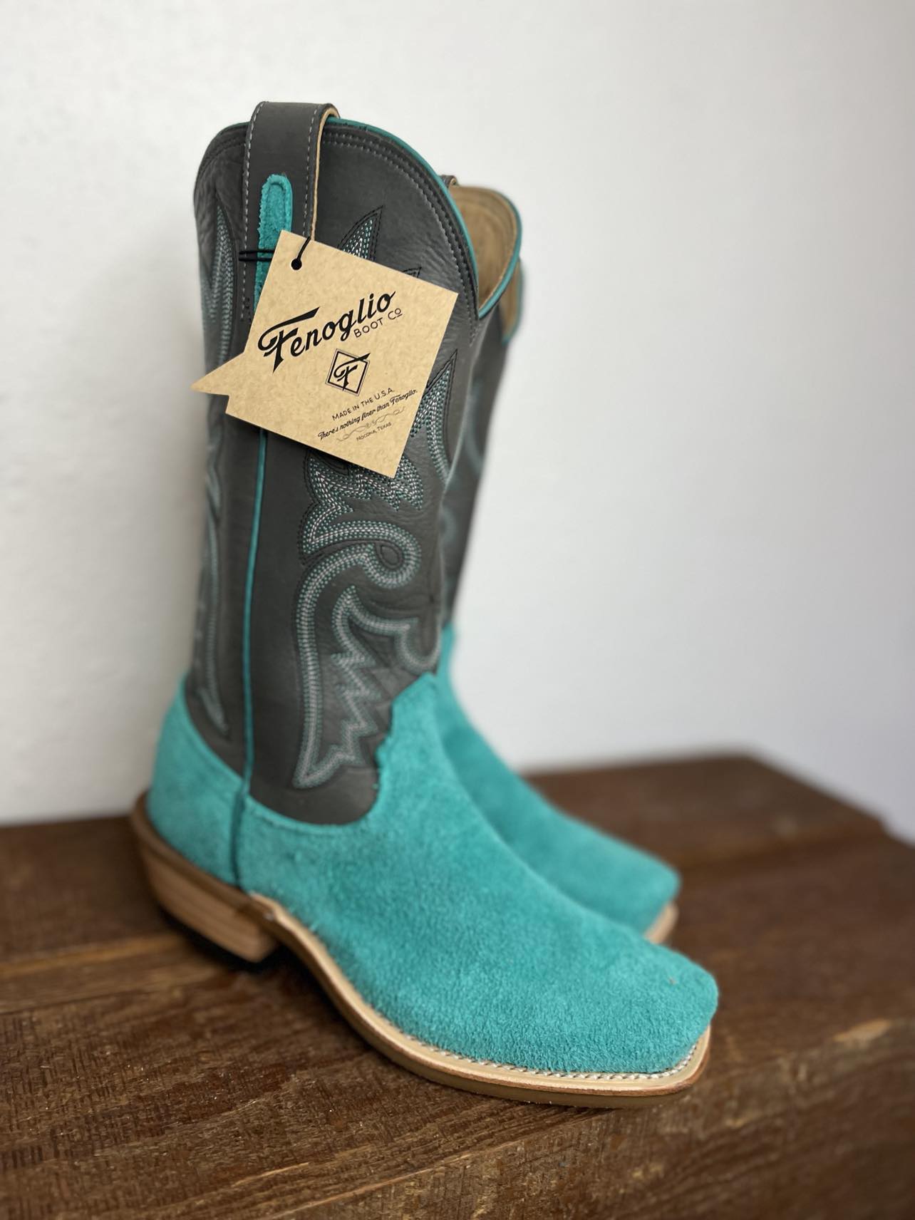 Women's Fenoglio Turquoise Moto Roughout W/ Space Grey Boots-Women's Boots-Fenoglio Boots-Lucky J Boots & More, Women's, Men's, & Kids Western Store Located in Carthage, MO