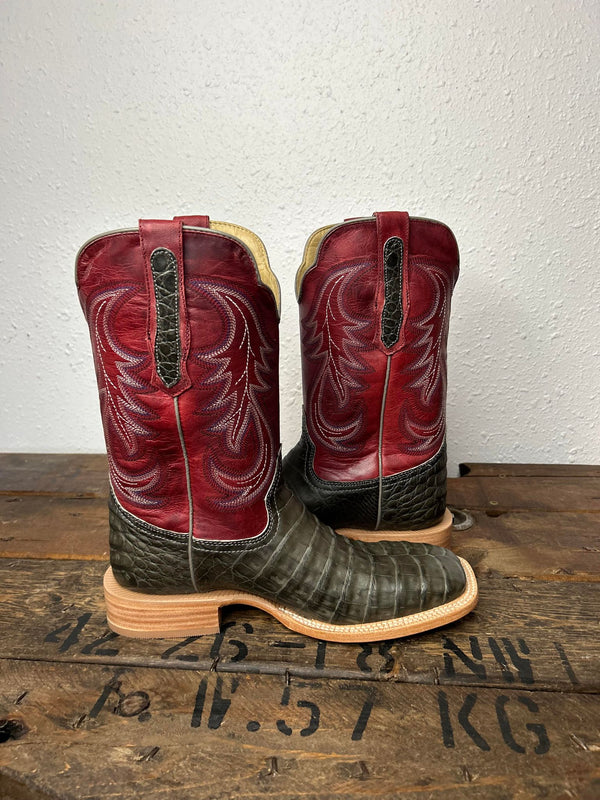 R. Watson Nubuck Charcoal Caiman Belly & Rosa Goat-Men's Boots-R. Watson-Lucky J Boots & More, Women's, Men's, & Kids Western Store Located in Carthage, MO