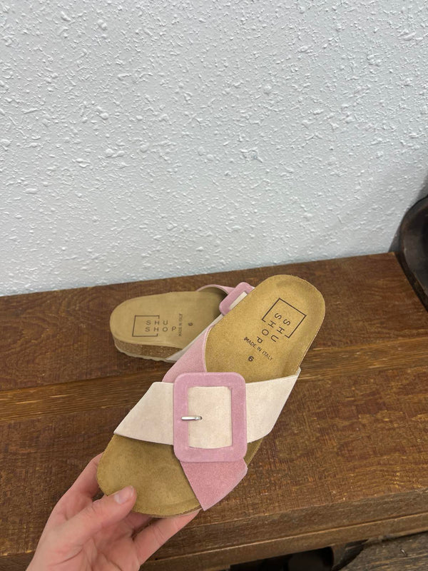 Shu Shop Bettina in Pink Sandal-Sandals-Shu Shop-Lucky J Boots & More, Women's, Men's, & Kids Western Store Located in Carthage, MO