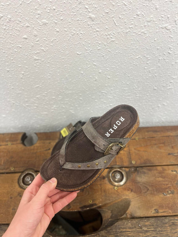 Roper Corrina Sandal in Grey *Final Sale*-Sandals-Roper-Lucky J Boots & More, Women's, Men's, & Kids Western Store Located in Carthage, MO