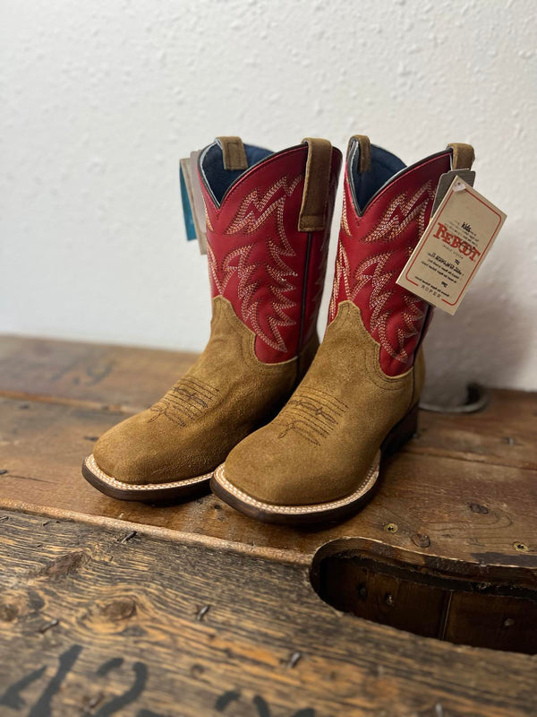 Youth Roper Timeless Tan Suede Boots-Kids Boots-Karman-Lucky J Boots & More, Women's, Men's, & Kids Western Store Located in Carthage, MO