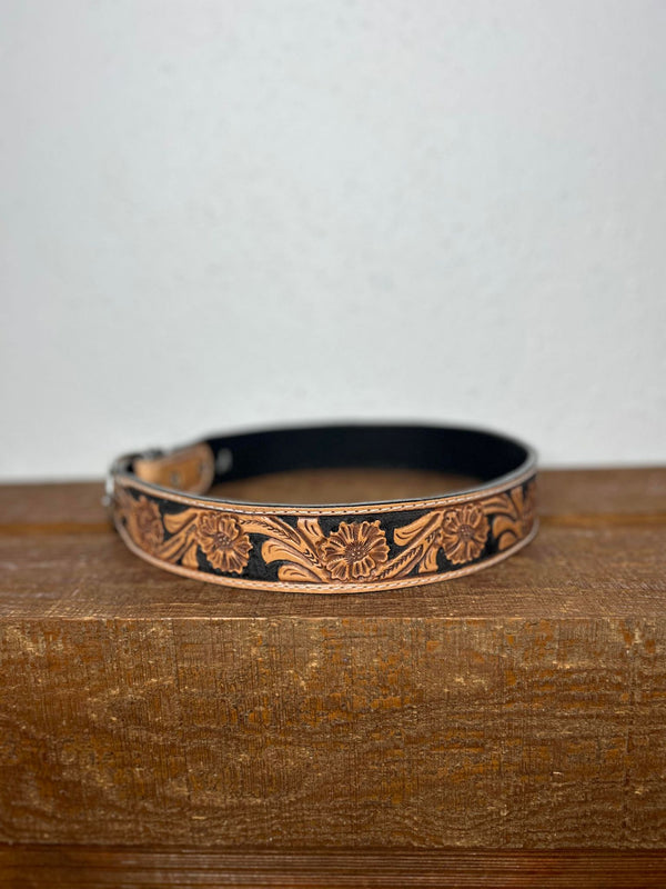 Double J Floral Hand Tooled Belt-Belts-DOUBLE J SADDLERY-Lucky J Boots & More, Women's, Men's, & Kids Western Store Located in Carthage, MO